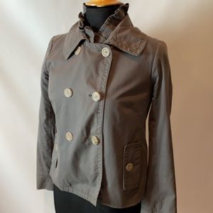J Crew women’s cropped trench coat ruffle size 2